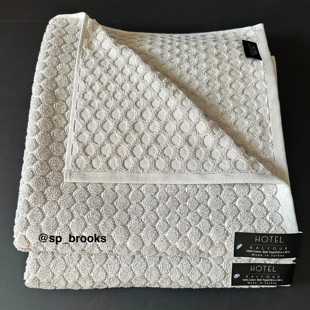 🎁6PC Hotel Balfour Bath Towel Set - Cotton Penny Tile Pattern Foggy - Light Gray